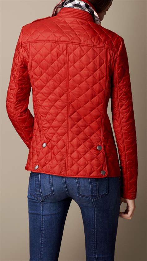 burberry red quilted jacket womens|burberry diamond quilted fitted jacket.